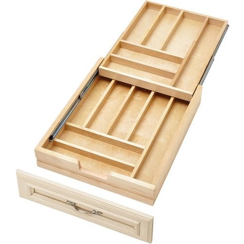 Wood 2-Tiered Drawer Organizer Storage Kit