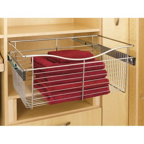 Wire Pull-Out Closet Baskets Rev-A-Shelf Rscb.181407Sn.5 18 in Satin Nickel X 7 in X 14 in